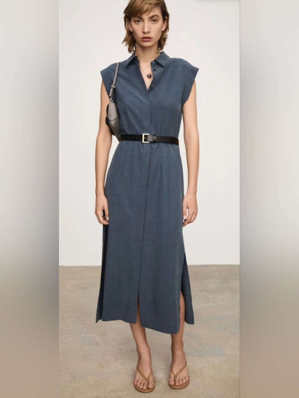 MANGO Lyocell Belted Shirtdress